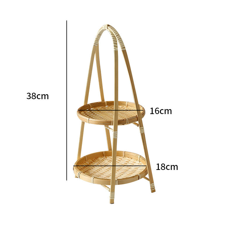 Unisex Three-Tier Serving Stand made of hand-woven natural material Kalsten