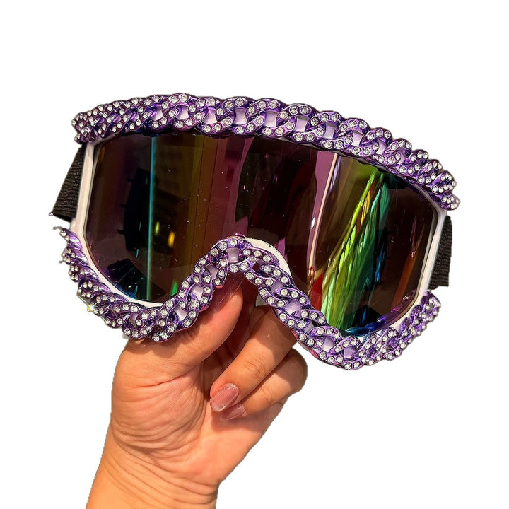 Ladies sporty elegant ski goggles with rhinestone decorated frame Kalsten