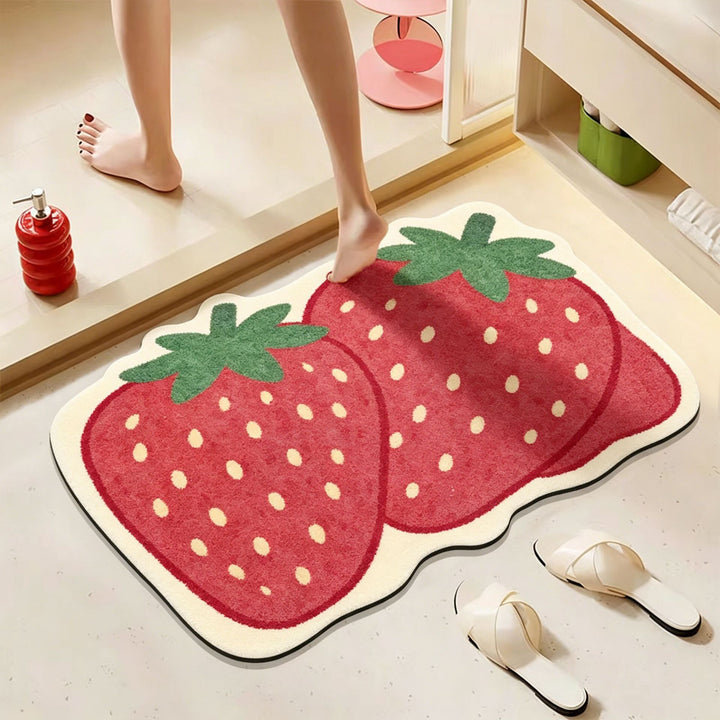 Playful Apple-Shaped Bath Mat