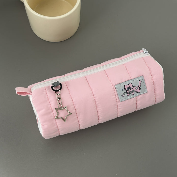 Quilted Cat-Themed Pen Case