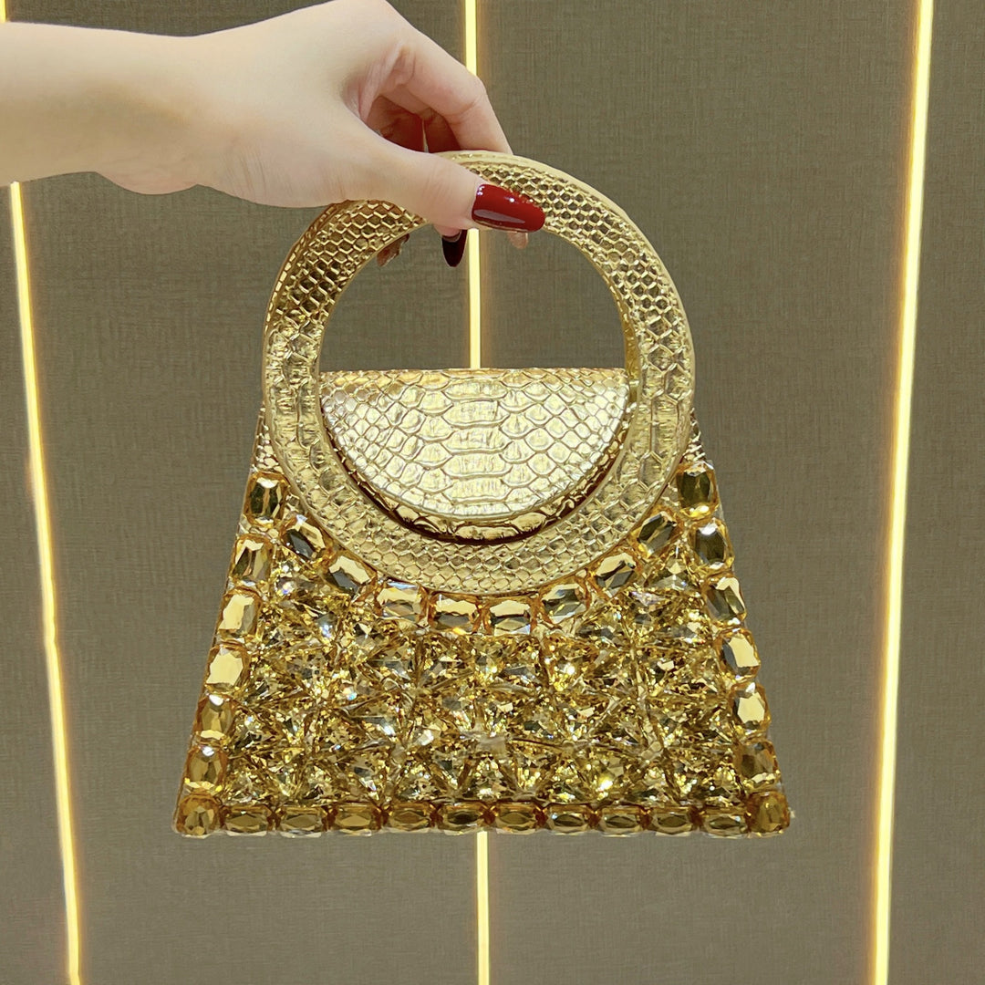 Rhinestone-Studded Handheld Evening Clutch