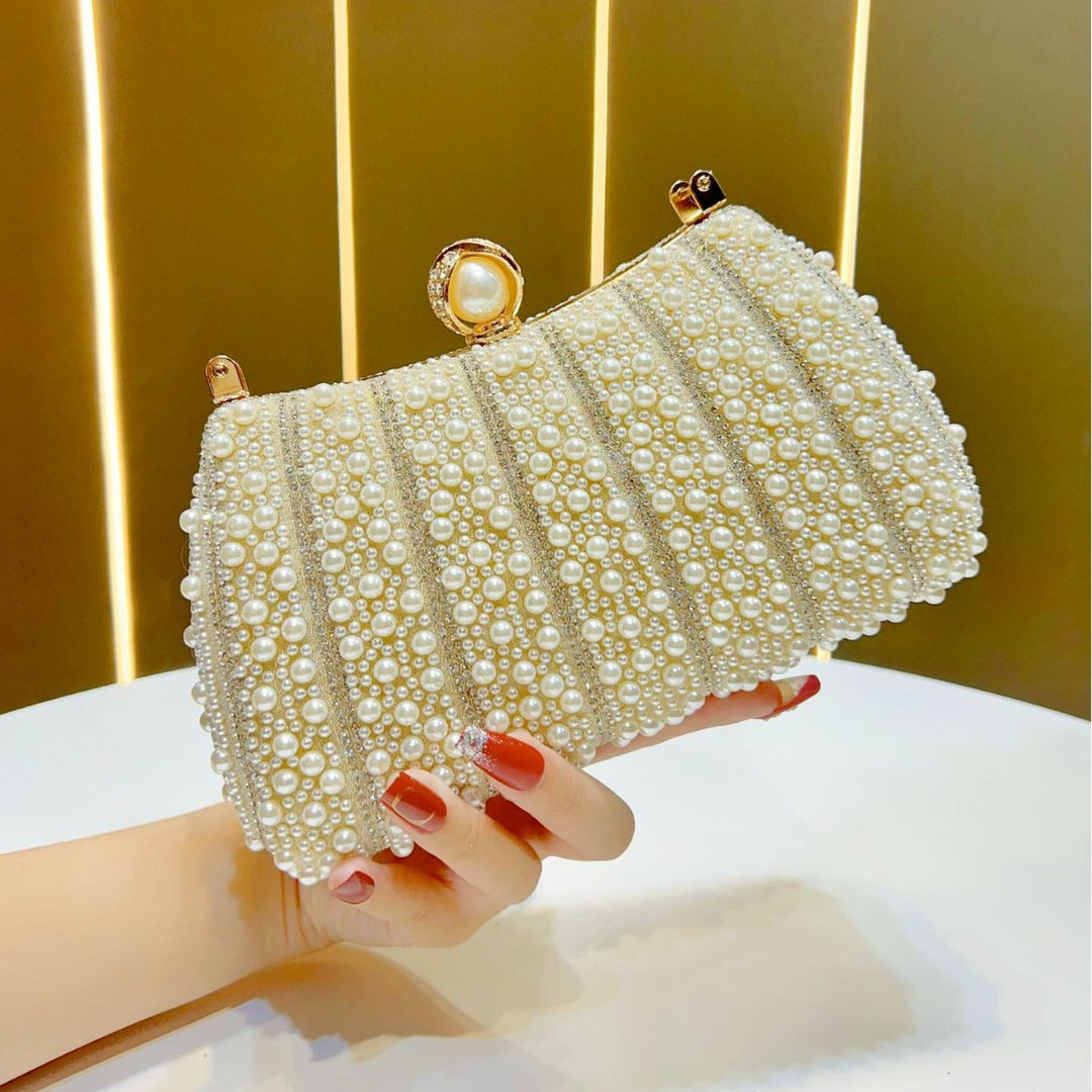 Pearl-Embellished Evening Clutch