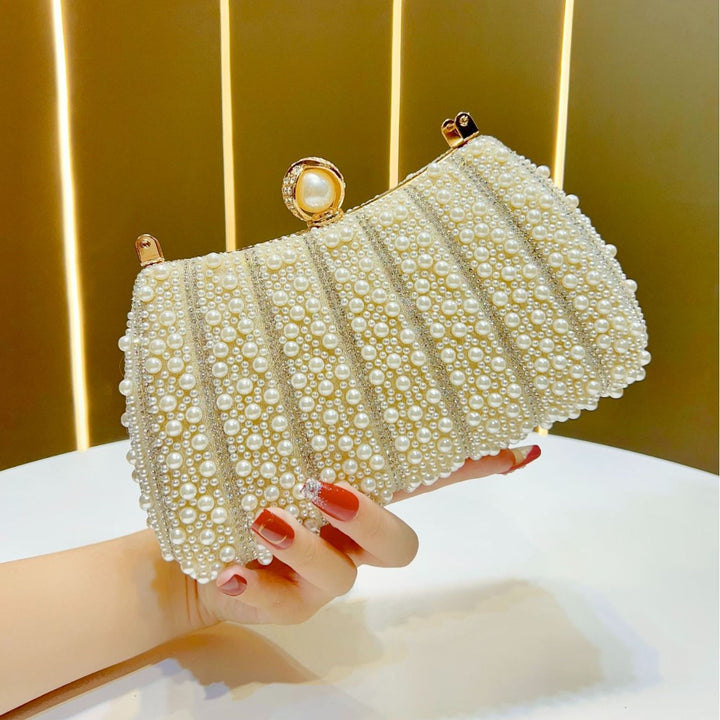 Pearl-Embellished Evening Clutch