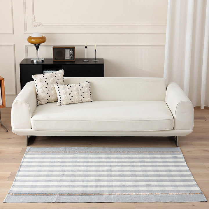 Striped Flat-Woven Cotton Rug in Kilim Style Kalsten