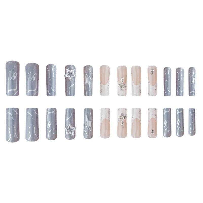 Stylish Long Acrylic Nail Extensions with Gem Accents Kalsten