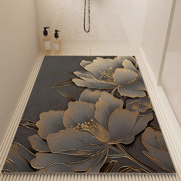Elegant Floral Pattern Bath Mat Kalsten