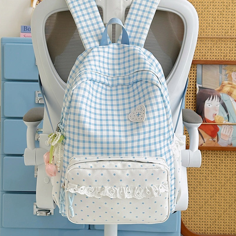 Stylish Gingham Patterned Backpack Kalsten