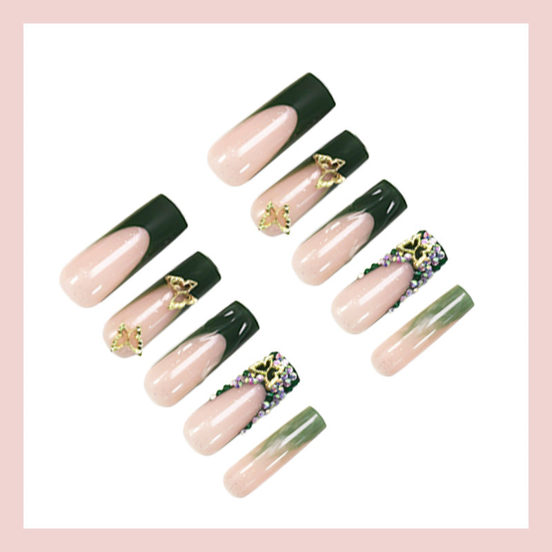 Art nail set with glittering accents and floral design Kalsten