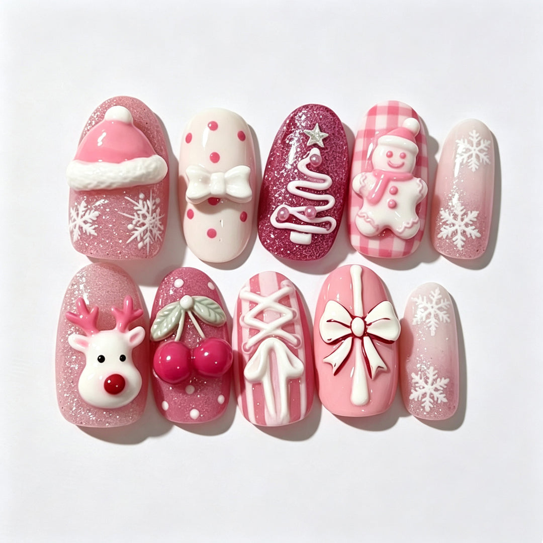 Holiday-Themed Decorative Press-On Nail Art Set