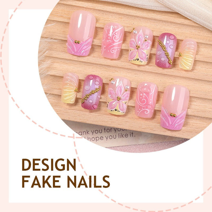 Artificial nail collection with floral design and glitter accents Kalsten