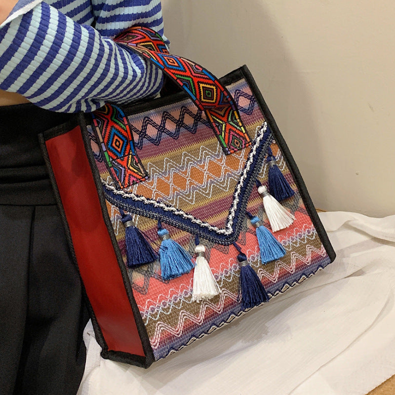 Artistic Embroidered Tote Bag