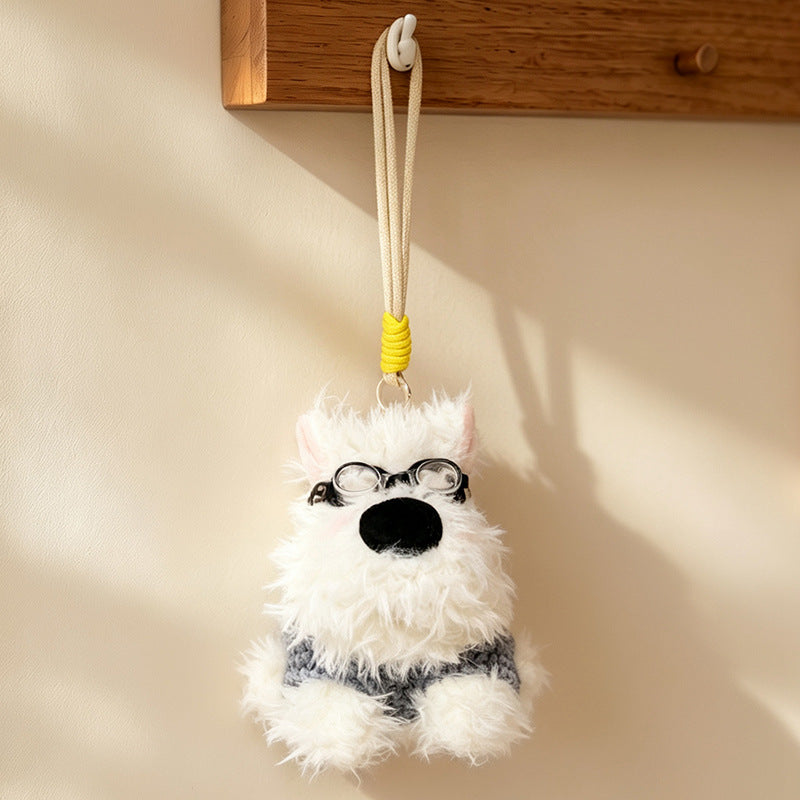 Fluffy Bunny Bag Charm Keychain with Faux-Fur Plush Body and Decorative Resin Accent Kalsten
