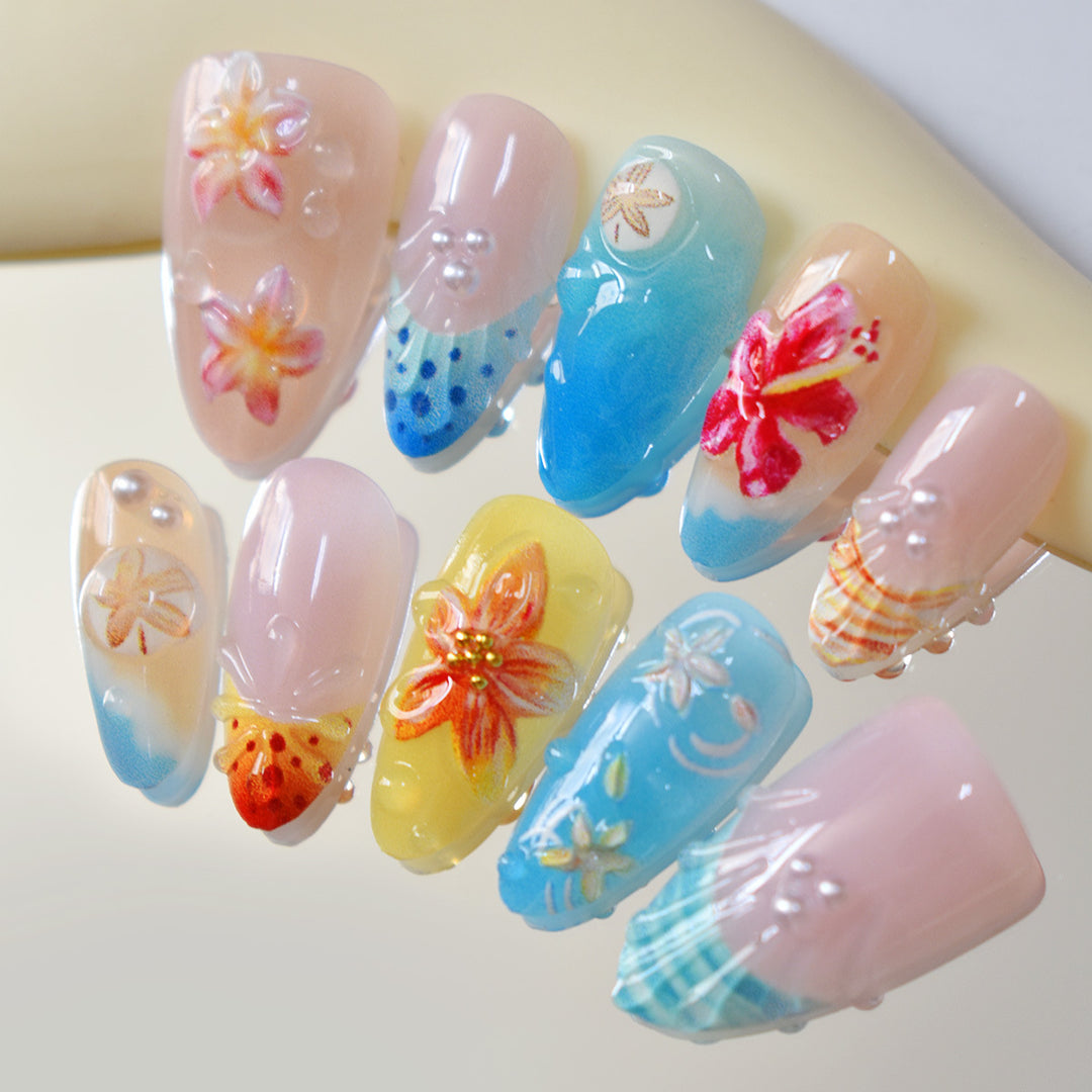 Tropical-Themed 3D Press-On Nails Kalsten
