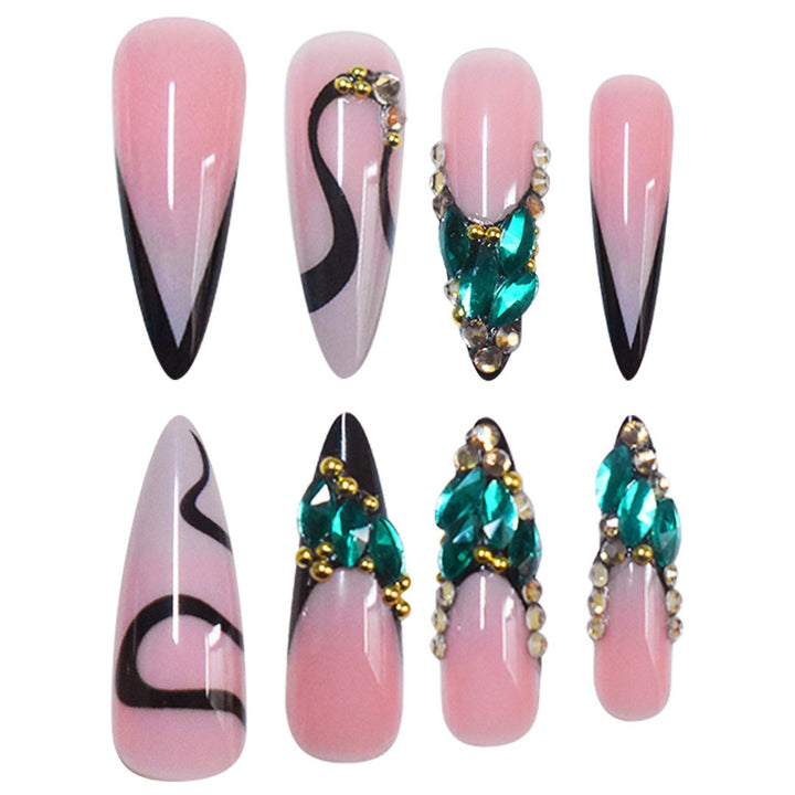 Rhinestone-Embellished Stiletto Nail Art Extensions Kalsten