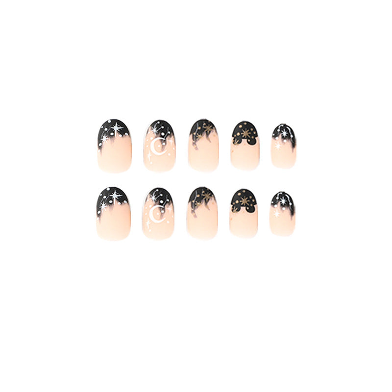 Artistic nail art with moon and star motifs Kalsten