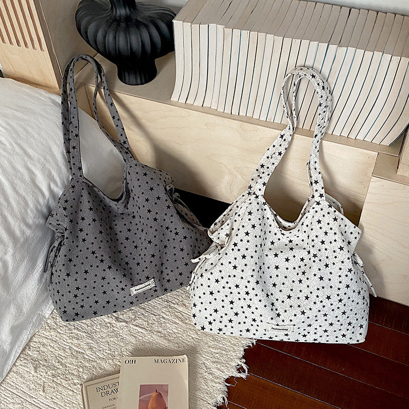 Casual Star-Patterned Tote Bag
