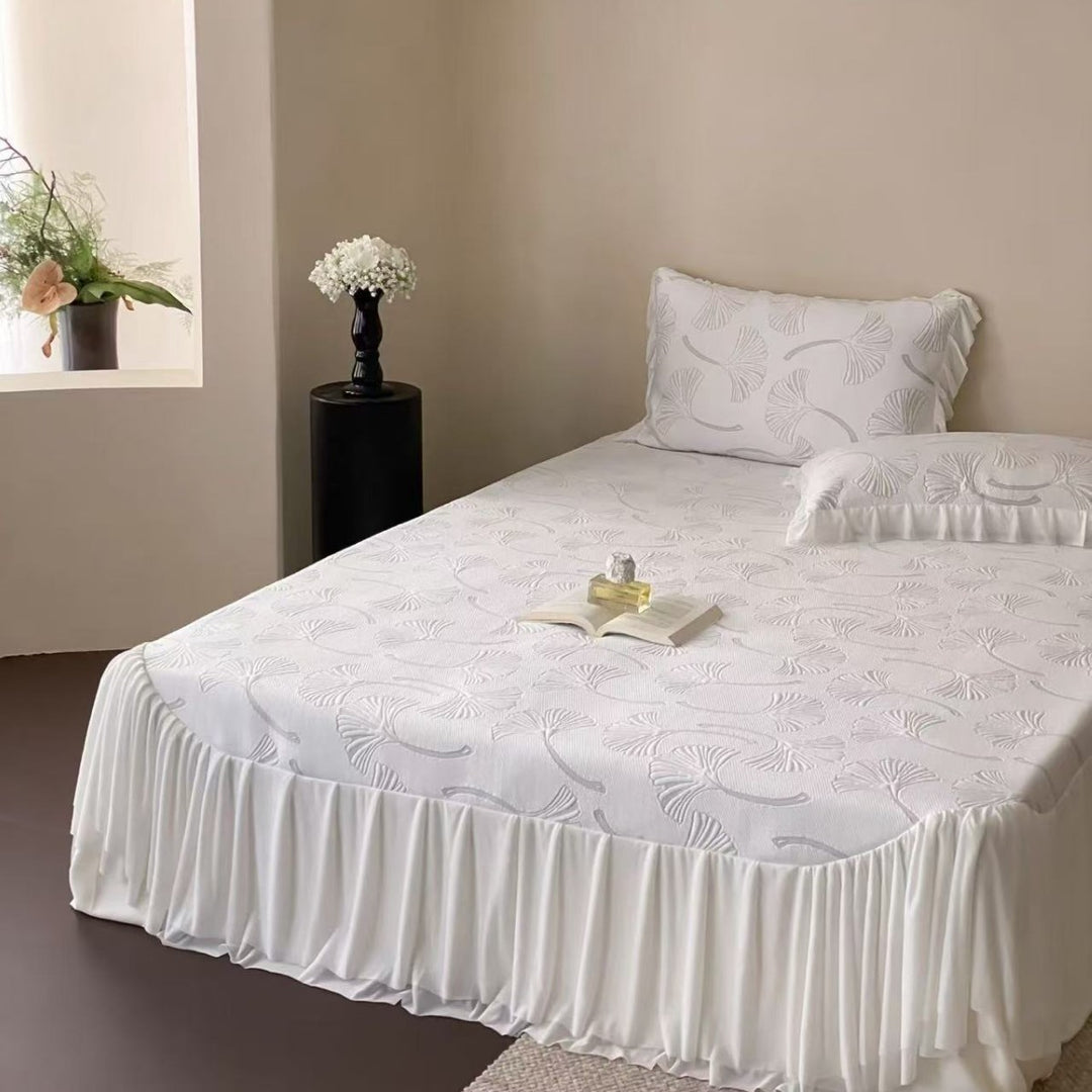 Quilted mattress topper set with non-slip underside, breathable microfiber and pillowcases