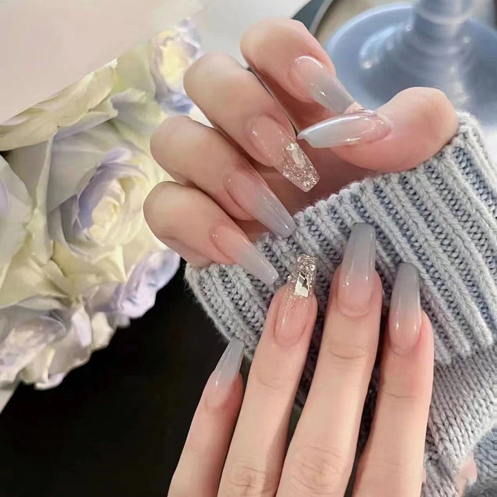 Premium Press-On Nail Set with Glitter Accents