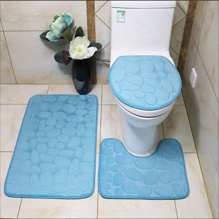 Textured Stone Pattern Bath Mat Set Kalsten