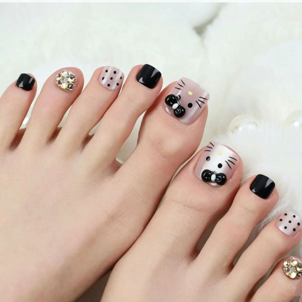 Playful Themed Pedicure Nail Art