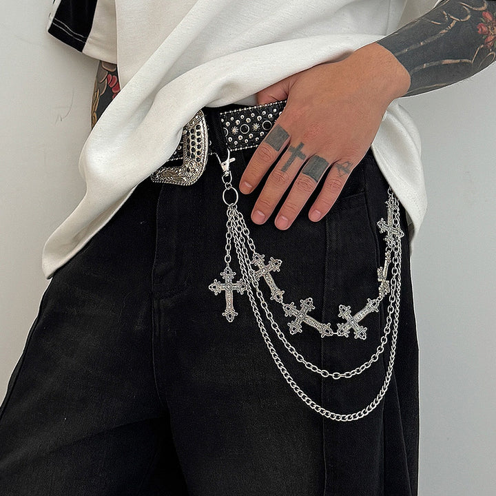 Fashionable chain belt with cross pendants Kalsten