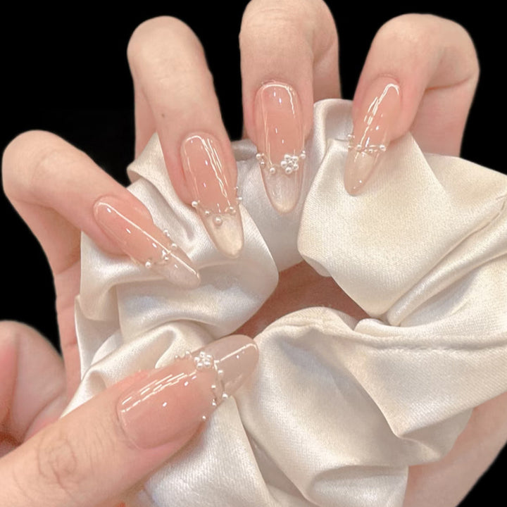 Elegant Stiletto Press-On Nail Tips with Pearl Accents Kalsten