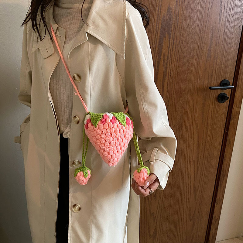 Cute Strawberry-Shaped Crochet Handbag