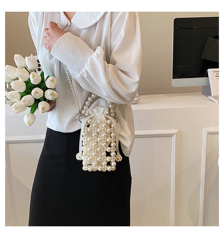 Elegant Pearl-Embellished Evening Handbag