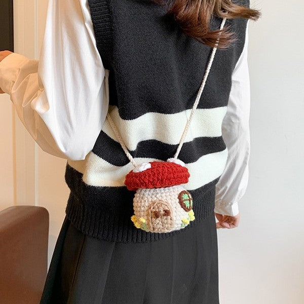 Crochet Acorn-Shaped Mini Handbag