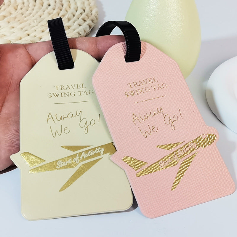 premium travel luggage tag with embossed airplane motif Kalsten