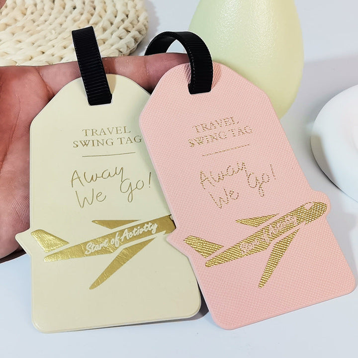 premium travel luggage tag with embossed airplane motif Kalsten