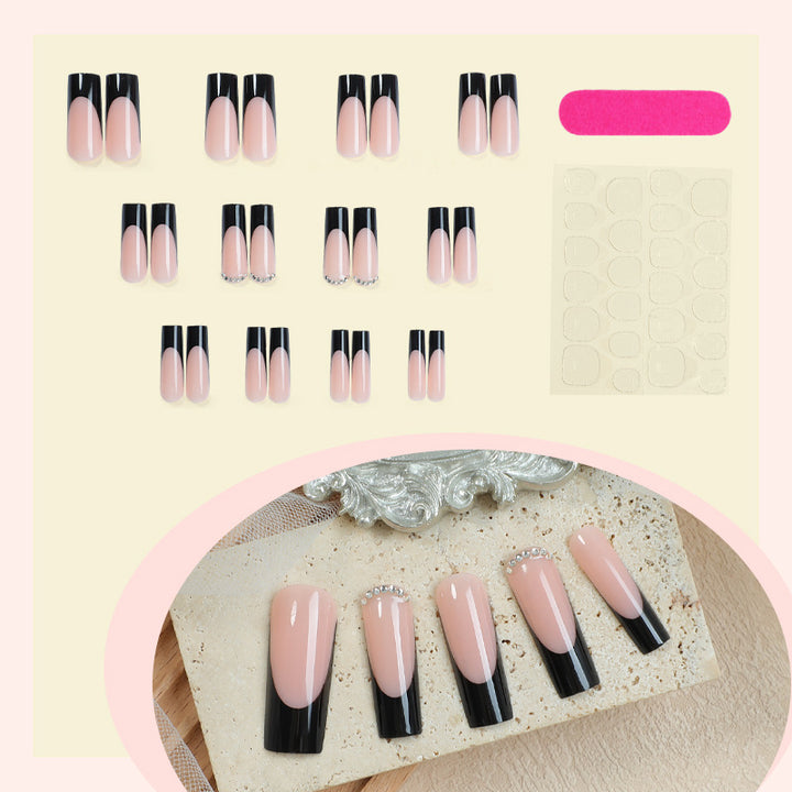 Creative nail art set with elegant black-pink design Kalsten