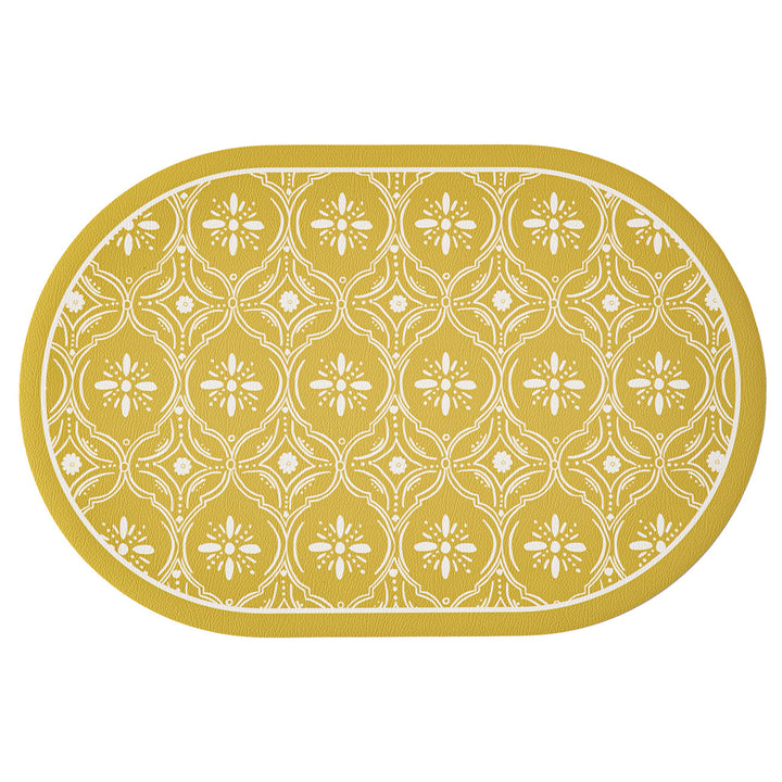 Round decorative rug with floral animal illustration and fine jacquard structure Kalsten