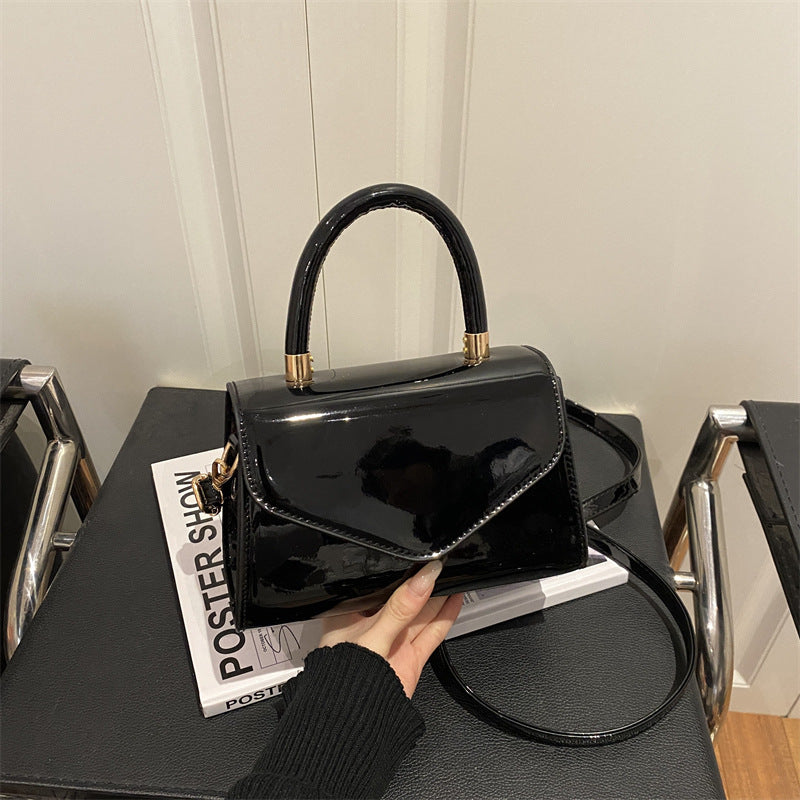 Elegant Patent Leather Handheld Satchel
