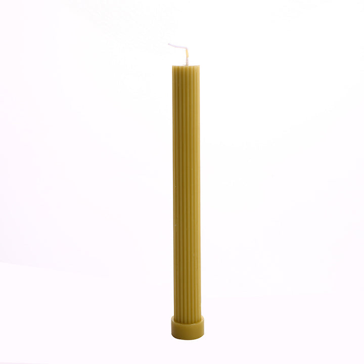 Sculptural Column Pillar Candle with Vertical Fluted Texture and Weighted Base