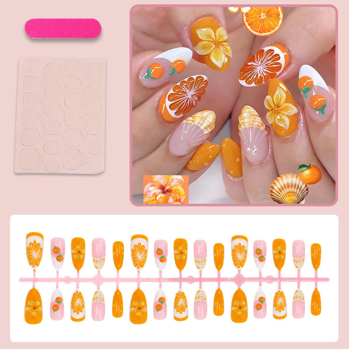 Acrylic nail set with fruity motifs and glamorous accents Kalsten