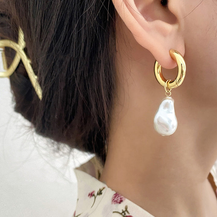 Fashionable earrings with double pearls Kalsten