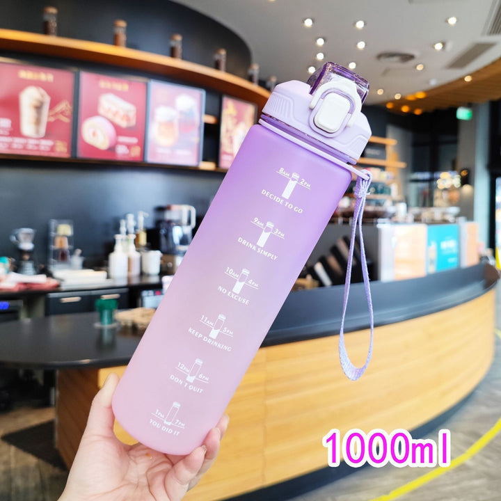 Women's Motivational Water Bottle with Unique Time Marking and Secure Closure Kalsten