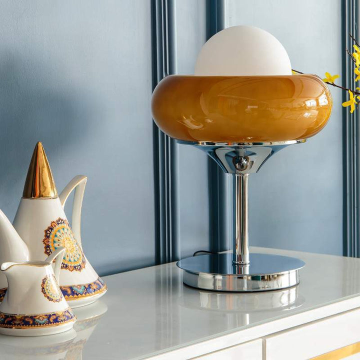 Modern Table Lamp with Sleek Metal Base and Soft Glow Shade