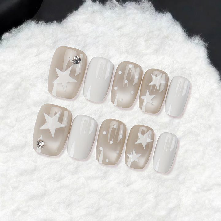 Decorative Press-On Nail Set with Star and Bow Designs Kalsten