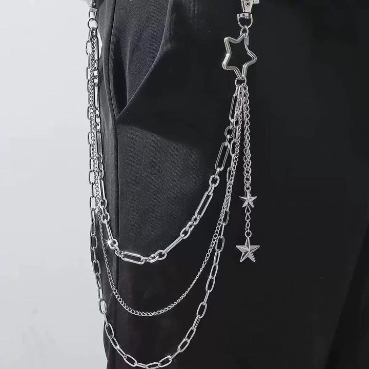 Fashionable chain belt with sparkling star pendant Kalsten