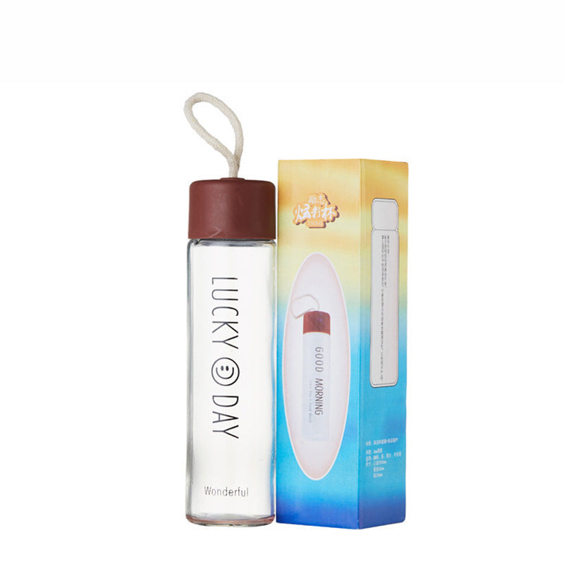 Ladies High Quality Glass Drinking Bottle with Carabiner Kalsten