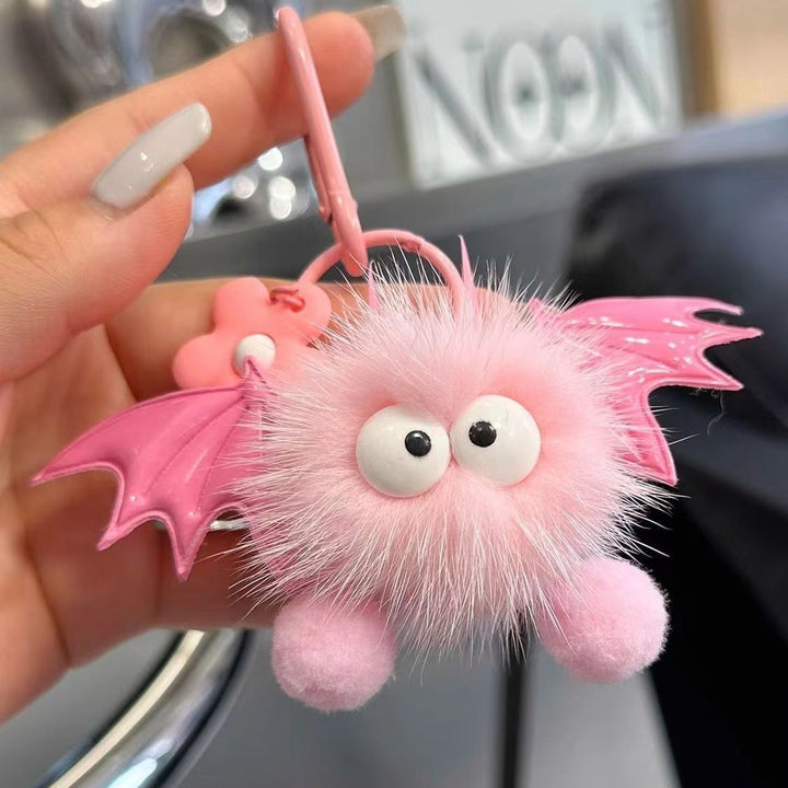 Plush keychain with bat motif