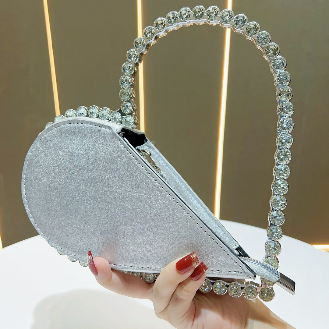 Heart-Shaped Rhinestone Handbag