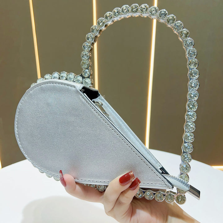 Heart-Shaped Rhinestone Handbag
