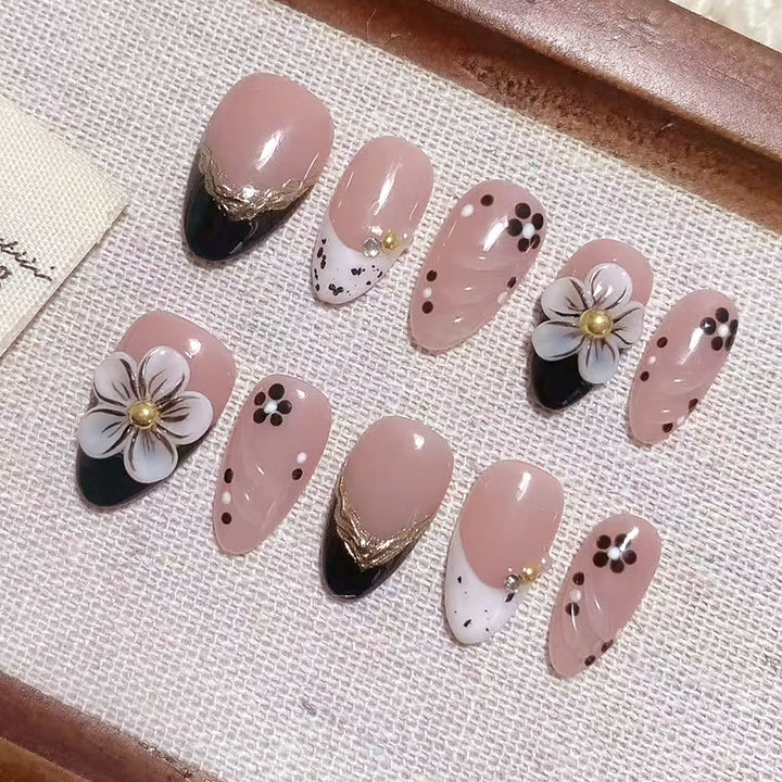 Decorative Floral and Gem-Embellished Press-On Nails Kalsten