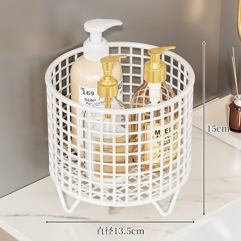 Square Chrome Wire Countertop Bathroom Bottle Organizer with Raised Feet
