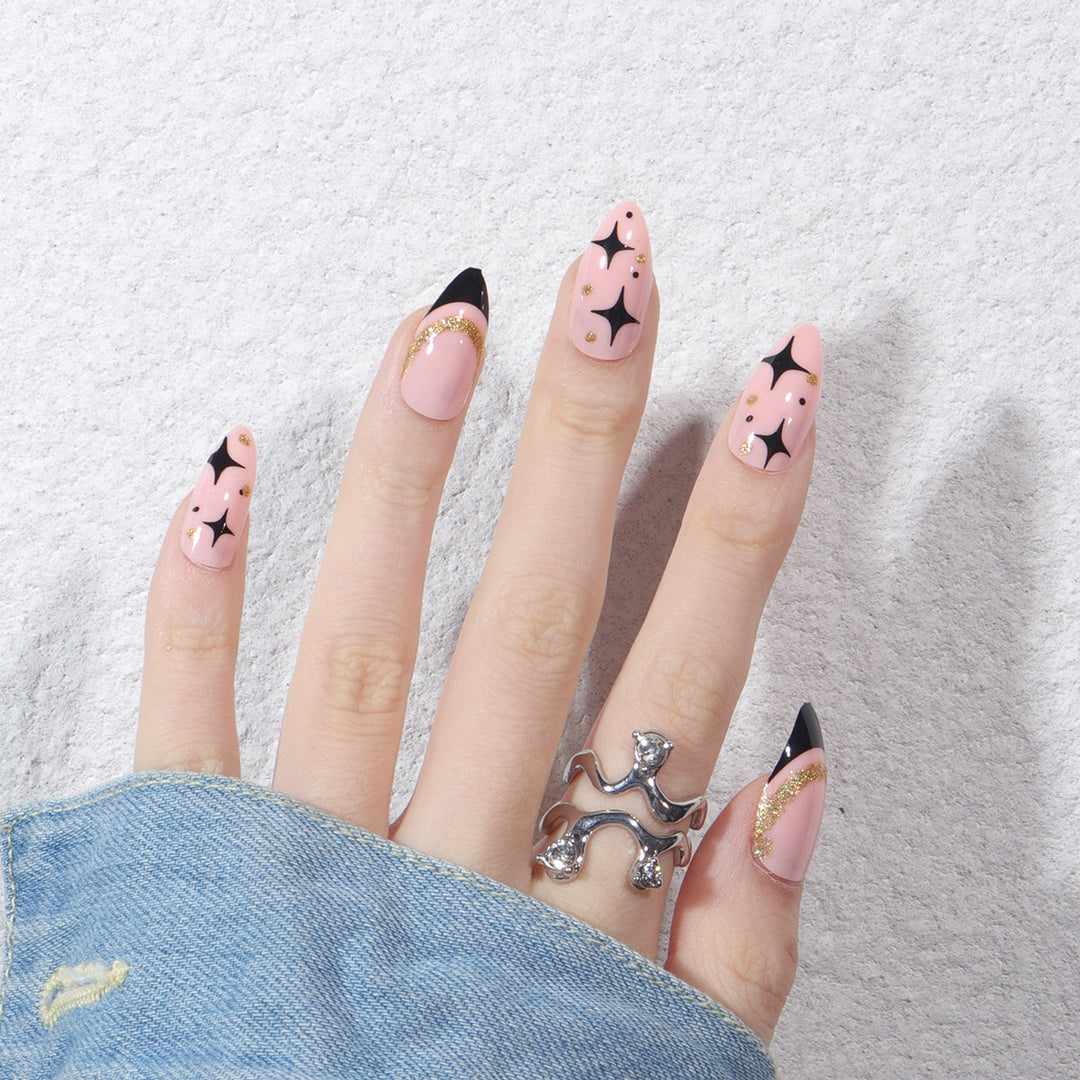 Artistic Starry Stiletto Nail Art Kalsten