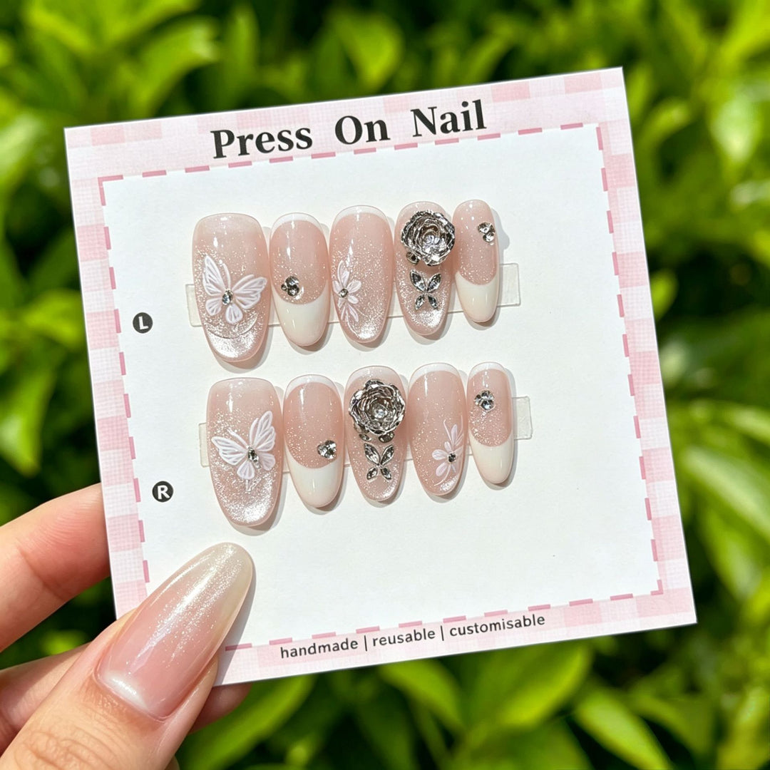 Artistic Floral Press-On Nail Set  1791773803