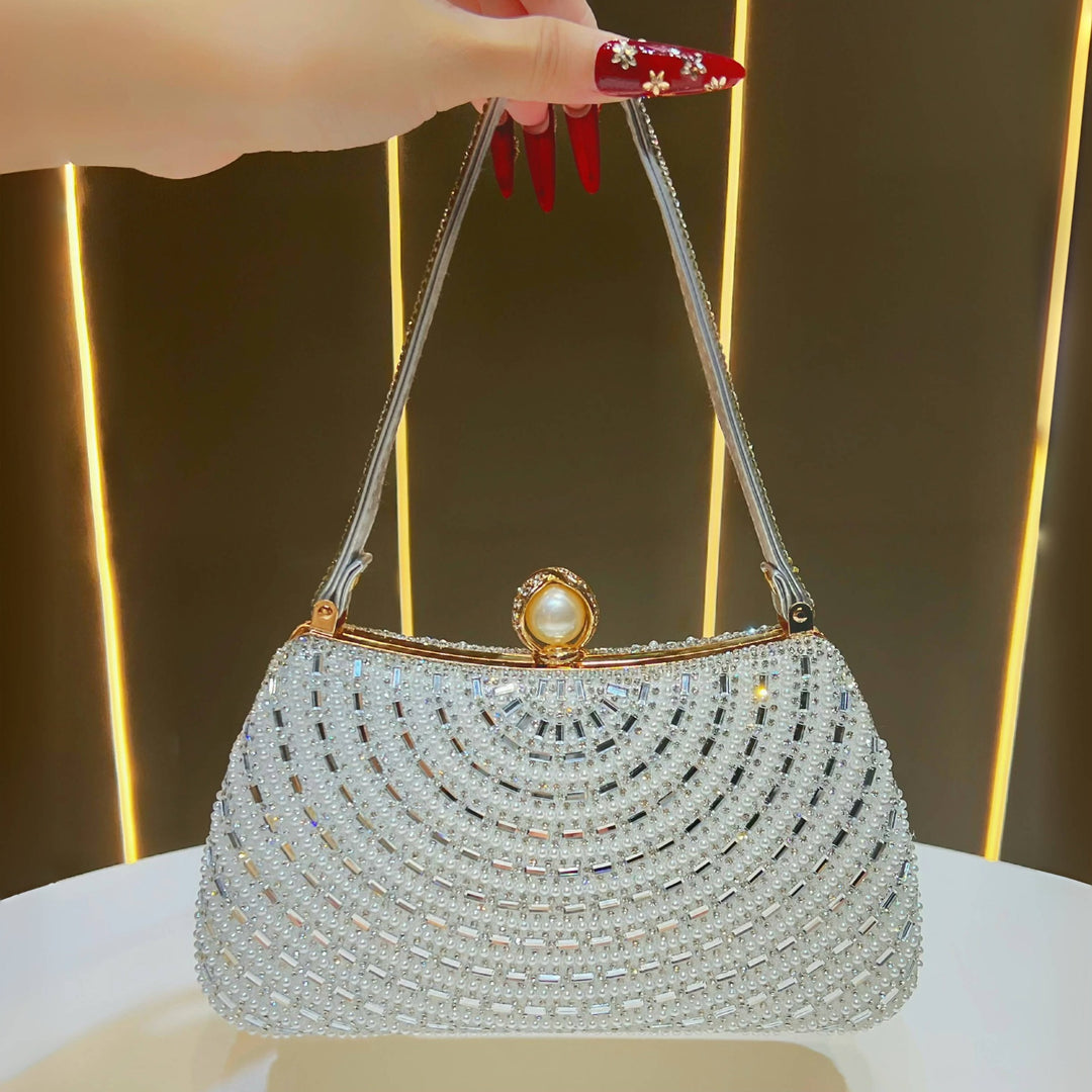 Decorative Crystal-Studded Evening Handbag